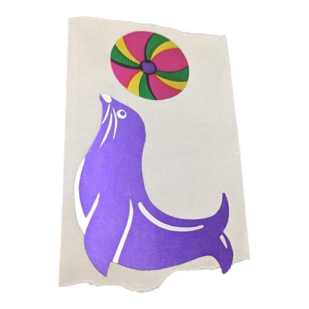 Sandylion Seal & Ball Sticker‎ Rare Mylar Vintage Prizm Prism